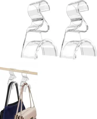 Immagine prodotto di 2 pezzi - Gancio trasparente per guardaroba - Resistente - Protegge le borse - Per armadi, guardaroba, boutique