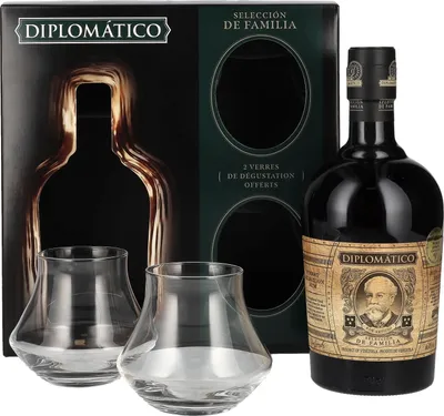 Image de Diplomático SELECCIÓN DE FAMILIA Rum 43% Vol. 0,7l en boîte cadeau avec 2 Verres