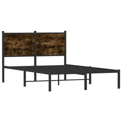 Imagen del producto de Estructura de cama sin colchón metal roble ahumado 120x190 cm