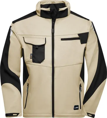 Produktbild von James & Nicholson Professionelle Softshelljacke JN844 Gr. 6XL stone/black