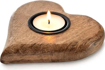 Produktbild von Orion | Kerzenständer - Holzkerzenhalter - 12x12,5 cm - Herzform - für Teelichter - Mangoholz