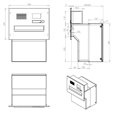 Produktbild von F-04 Durchwurfbriefkasten mit Sprechsieb in RAL 7016