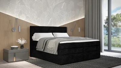 Obrázok produktu pre Americká posteľ 180x200 CALVIA 2 - čierna + topper