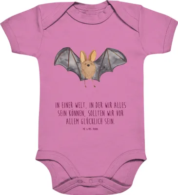 Produktbild von Mr. & Mrs. Panda Strampler Baby Fledermaus Flügel 1. - 3. Monat - Bubble Gum Pink - Geschenk, Lustige Sprüche, babykleidung body, baumwolle, Babybody kurzarm