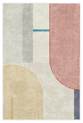 Image de Tapis Moquette en Polyester Multicolore 140 x 220 cm Poils 5 mm Dos PVC Antidérapant