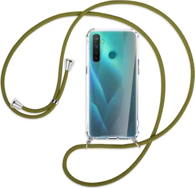 Produktbild von Handykette Backcover-Schutzhülle mit Band (Metall silberfarben) für Realme 5 Pro - khaki