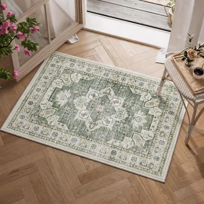 Image de Tapis vintage Läufer, dimensions 60x90 cm, lavable, motif floral