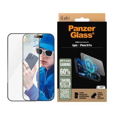 Obrázok produktu pre PanzerGlass ® Gaming Screen Protector iPhone 16 Pro | Ultra-Wide Fit, Apple, Apple - iPhone 16 Pro, Suché aplikovanie, Odolné proti poškriabaniu, Odolný proti nárazom, Priehľadná, 1 kusov