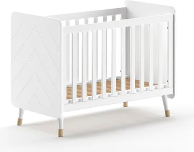 Image de JAXX - BILLY Lit bébé LF 60 x 120 cm, avec sommier réglable. Sommier à lattes, MDF laqué blanc