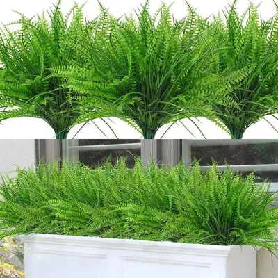 Imagen del producto de Plantas artificiales de Boston, color verde, resistentes a la intemperie, decorativas