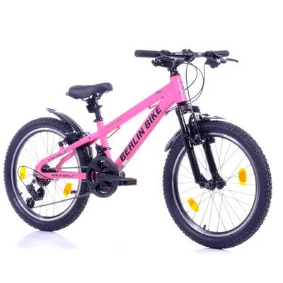 Produktbild von BERLIN BIKE MTB 1 KID - 20 Zoll Hardtail-Mountainbike, 21 Gang Shimano FD-TZ500/RD-TY200D Schaltwerk, Aluminiumrahmen, Kinderfahrrad, Pink