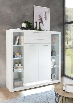 Produktbild von Highboard Meran - Weiß Hochglanz ohne Beleuchtung