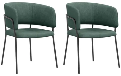 Immagine prodotto di HOMCOM Set 2 Sedie per Cucina Imbottite, in Tessuto Effetto Velluto e Acciaio, 57x53x73 cm, Verde