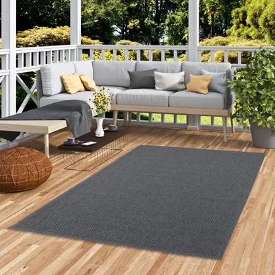 Produktbild von In & Outdoor Teppich Flachgewebe Marbella Anthrazit Bordüre, Größe:160x230 cm