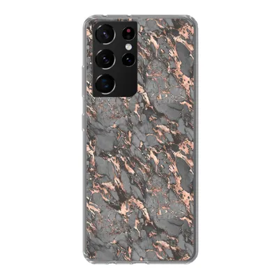 Produktbild von MuchoWow® Handyhülle Schutzhülle Hülle für Samsung Galaxy S21 Ultra Marmor - Rose - Grau - Muster Silikon Softcase Handy Hülle - Mobiltelefon