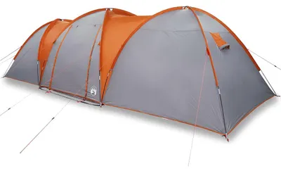 Image de vidaXL Tente familiale dôme 8 personnes grise et orange étanche à l'eau