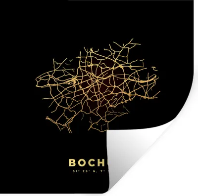 Produktbild von MuchoWow® Wandtattoo Wandsticker Wandaufkleber Bochum - Gold - Karte - Stadtplan 50x50 cm Selbstklebend und Repositionierbar - Selbstklebend - Fototapeten
