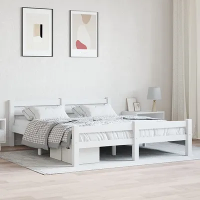 Zdjęcie produktu dla Maison Exclusive – łóżko z litego drewna sosnowego, białe, 160 x 200 cm