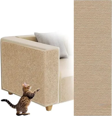 Produktbild von PolkaHome® Kratzmatte für Katzen, selbstklebend, zuschneidbar, Katzenkratzmatte, Kratzschutz für Möbel, Couch & Teppich, Beige, 40 x