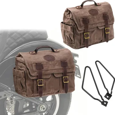 Produktbild von Set 2x Motorrad Satteltaschen + Halter Seitentaschen # CV1 braun