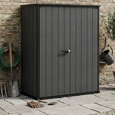 Image de Jasper - Armoire Extérieure, 140x74x170h cm Gris Foncé, 2 Étagères