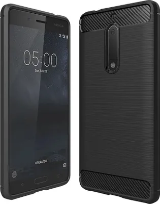 Produktbild von Silikoncase TPU Carbon Stlye Schwarz Hülle für Nokia 5 2017 Tasche Cover Neu Top