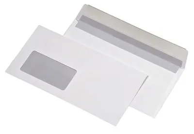 Image de mayer-network 30005395 Enveloppes DIN long (220x110 mm), avec fenêtre, autocollantes, 80 g/qm, 1.000 pièces