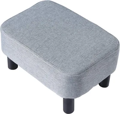 Produktbild von Fußbank 42x29x23 cm, Leinen, Holzbeine, hellblau, für Wohnzimmer