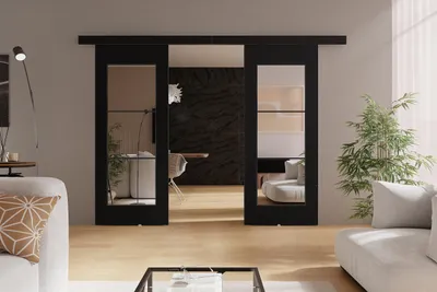Produktbild von KIER FURNITURE TORI DUO - Schiebetür Komplettset – 192x205x1,6 cm - Schwarz