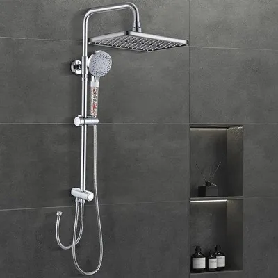 Produktbild von Famanu Duschkopf Verchromt - 28 × 18 cm Quadrat mit Handbrause und 5 Funktionen