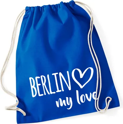 Produktbild von Huuraa Turnbeutel Berlin my love 12 Liter Bright Royal Baumwolle Rucksack Geschenkidee