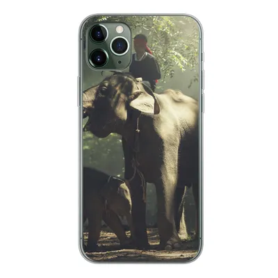 Produktbild von MuchoWow® Handyhülle Schutzhülle Hülle für iPhone 11 Pro Max Elefant - Wald - Bäume - Tiere - Trainer Silikon Softcase Handy Hülle - Schutz