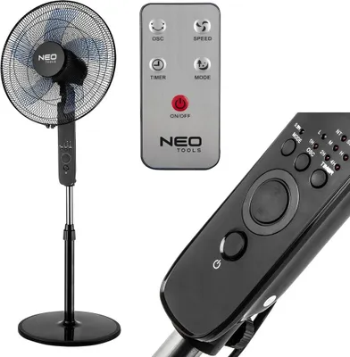 Obrázok produktu pre NEO TOOLS Podlahový ventilátor 45 W, priemer 40 cm, 3 rýchlosti, oscilácia, diaľkové ovládanie