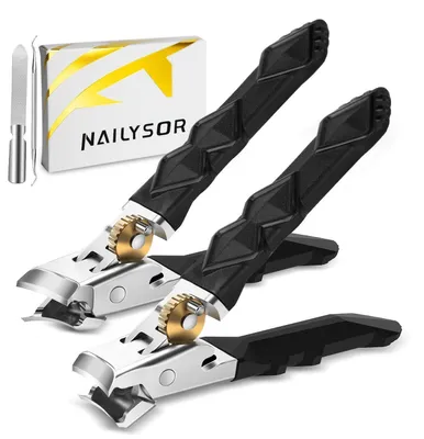 Immagine prodotto di Tagliaunghie per unghie spesse con manico lungo e apertura ampia | Set 4-in-1 con spingicuticole e levaunghie
