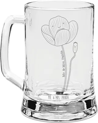 Produktbild von Mr. & Mrs. Panda Krug Blume Mohnblume - Transparent - Geschenk, Gravur Bierkrug, Respekt, Mit, Religion, Mohn, Motivation, Glas, Seidel, Glaube, Garten, Humpen