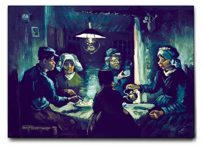 Immagine prodotto di Vincent Van Gogh - I mangiatori di patate - 100L x 70l cm - Quadro Tela Canvas Telaio Standard