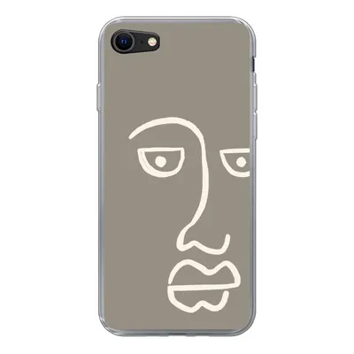 Produktbild von MuchoWow® Handyhülle Schutzhülle Hülle für iPhone 7 Gesicht - Abstrakt - Strichzeichnung Silikon Softcase Handy Hülle - Kartenhalter