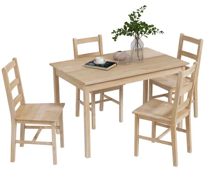 Produktbild von HOMCOM 5-tlg. Essgruppe, Esstisch mit 4 Stühlen, platzsparend Esszimmergruppe