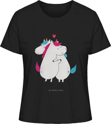 Produktbild von Mr. & Mrs. Panda Damen T-Shirt Einhorn Mitteilung Größe L - Schwarz - Geschenk, Oberteil, Lustig, Liebe, Spruch, für Frauen, Shirt Mit Print, Unicorn, Basic, Baumwoll