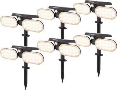 Image de HOFTRONIC - Lot de 6 spots à piquet solaire 2W 3000K 300 lm IP65 Noir PIR
