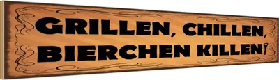 Produktbild von vianmo Holzschild 10x46 cm Grillen chillen Bierchen killen