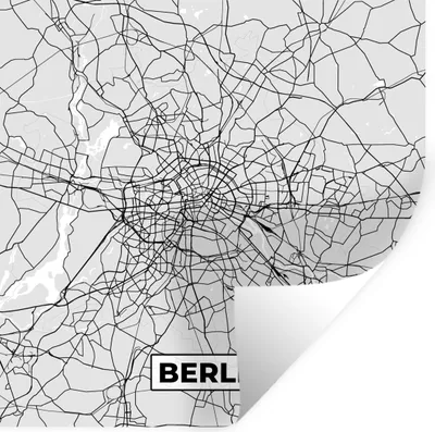 Produktbild von MuchoWow® Wandtattoo Wandsticker Wandaufkleber Berlin - Karte - Deutschland - Stadtplan 100x100 cm Selbstklebend und Repositionierbar - Wierderverwendbar - Selbstklebend