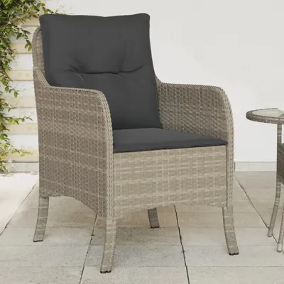 Produktbild von Maison Exclusive - Gartenstühle mit Kissen 2 Stk. Hellgrau Poly Rattan