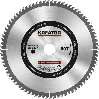 Produktbild von Kreator 254x30x3.0 Mm 80t Holzkreissägescheibe Silber  Silber One Size