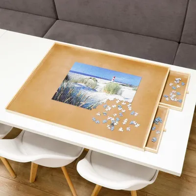 Produktbild von HI Puzzletisch mit 4 Schubladen 90x 67x4,5 cm Holz