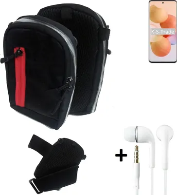 Produktbild von K-S-Trade Outdoor Gürteltasche Holster Umhängetasche + Kopfhörer kompatibel mit Xiaomi Civi schwarz Handy Tasche Case travelbag Schutzhülle