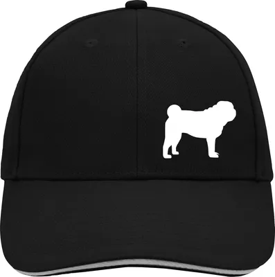 Produktbild von Huuraa Cappy Mütze Mops Silhouette Black/Light Grey Baumwolle 6-Panel Kappe Geschenkidee