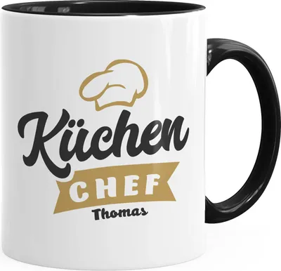 Produktbild von personalisierte Kaffeetasse Küchenchef Tasse anpassbarer Name personalisierte Geschenke SpecialMe® Inner-Schwarz Keramik-Tasse