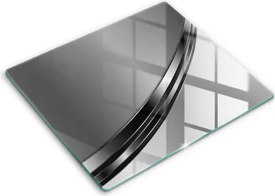 Zdjęcie produktu dla Deska kuchenna – 60 cm x 52 cm - Szklana deska do krojenia - Szkło hartowane – Antypoślizgowa - Metalowa Abstrakcja