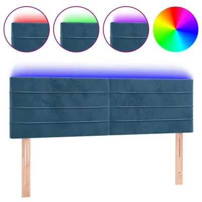 Zdjęcie produktu dla Zagłówek Do Łóżka Z Led, Ciemnoniebieski 144X5X78/88Cm, Aksamit Lumarko!